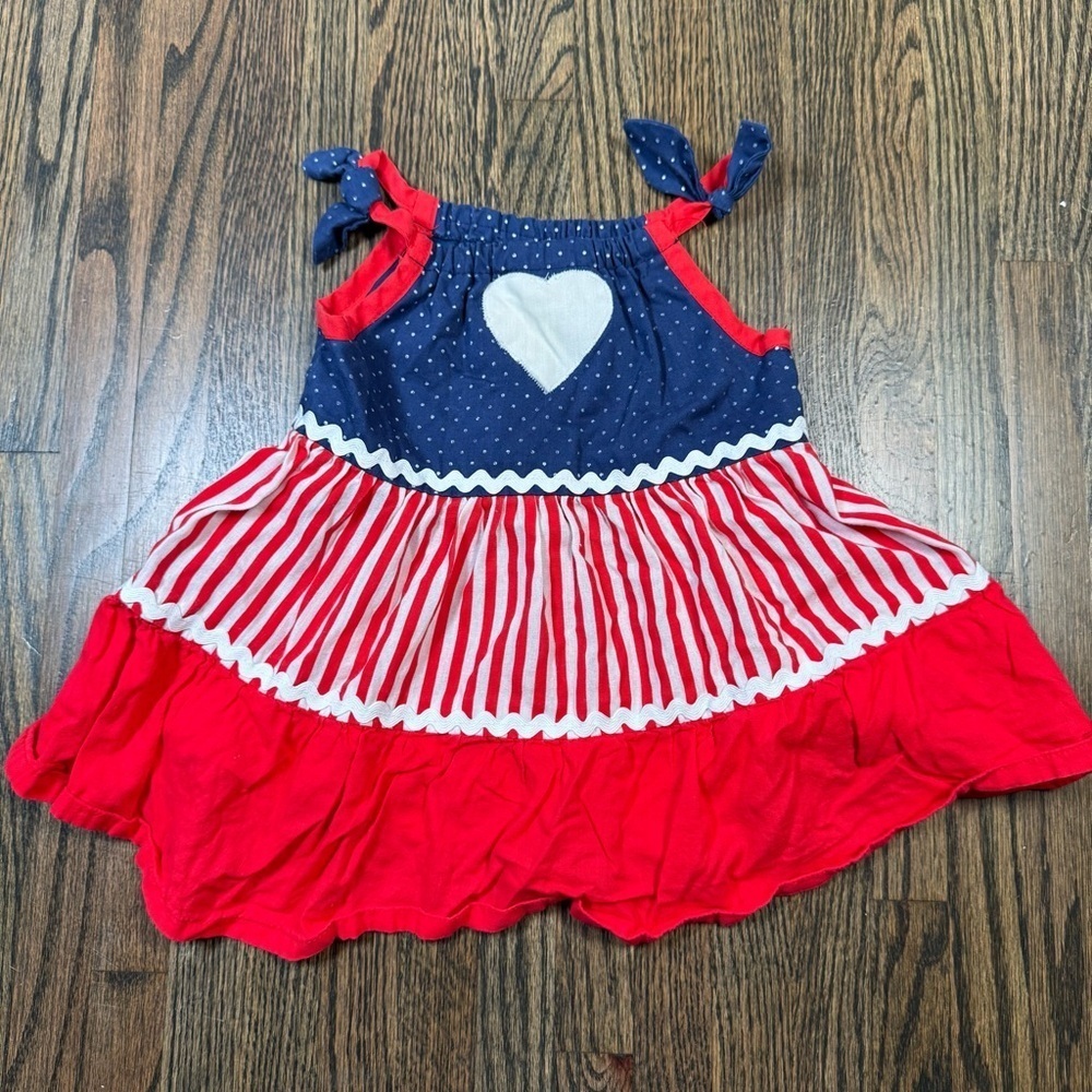 Handmade toddler 4th of July red white blue Dress